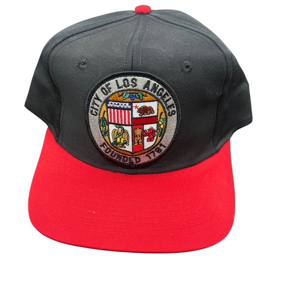 Other - Vintage City of Los Angeles Founded 1781 Snapback Hat Black Red Flat Brim Cap